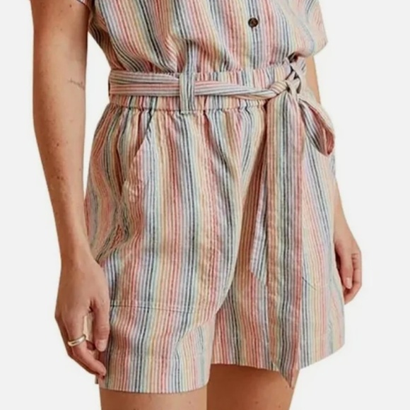 NWOT Marine Layer Karleigh belted shorts in rainbow stripe - size small - Picture 5 of 5